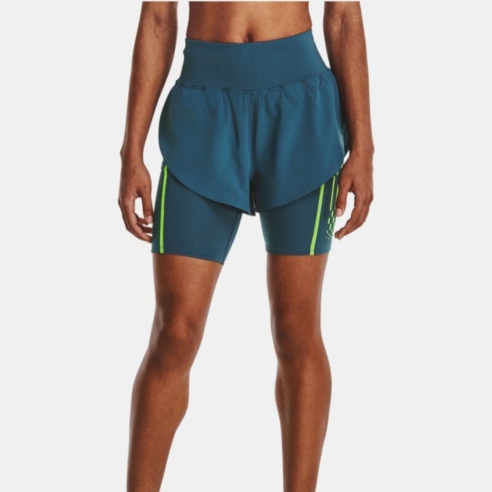 Under Armour Women’s UA Run Anywhere Shorts | Size S | Teal & Neon